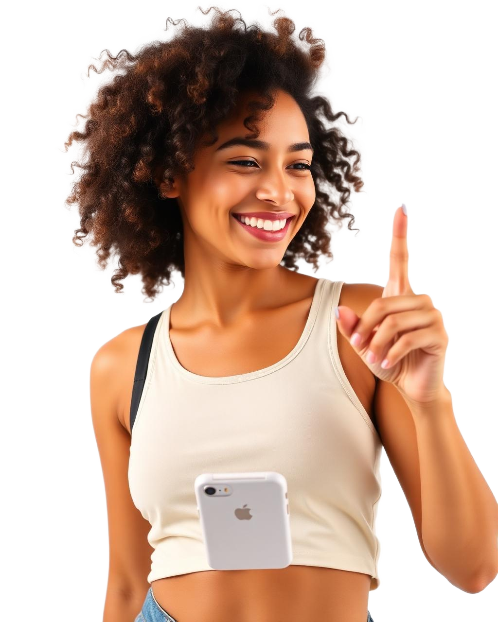 Mulher sorrindo usando smartphone